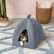 Furhaven Small Cat Bed Polycanvas Print Décor Foldable Pet Tent, Washable, Grey Terazzo, Small
