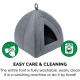 Furhaven Small Cat Bed Polycanvas Print Décor Foldable Pet Tent, Washable, Grey Terazzo, Small