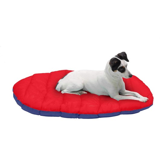 Furhaven Small Dog Bed Trail Pup Travel Pillow Mat w/Stuff Sack, Washable, Flame Red/True Blue, Small Furhaven Small Dog Bed Trail Pup Travel Pillow Mat w/Stuff Sack, Washable, Flame Red/True Blue, Small