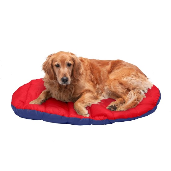 Furhaven Small Dog Bed Trail Pup Travel Pillow Mat w/Stuff Sack, Washable, Flame Red/True Blue, Small Furhaven Small Dog Bed Trail Pup Travel Pillow Mat w/Stuff Sack, Washable, Flame Red/True Blue, Small