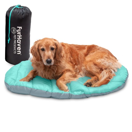 Furhaven Small Dog Bed Trail Pup Travel Pillow Mat w/Stuff Sack, Washable, Flame Red/True Blue, Small Furhaven Small Dog Bed Trail Pup Travel Pillow Mat w/Stuff Sack, Washable, Flame Red/True Blue, Small
