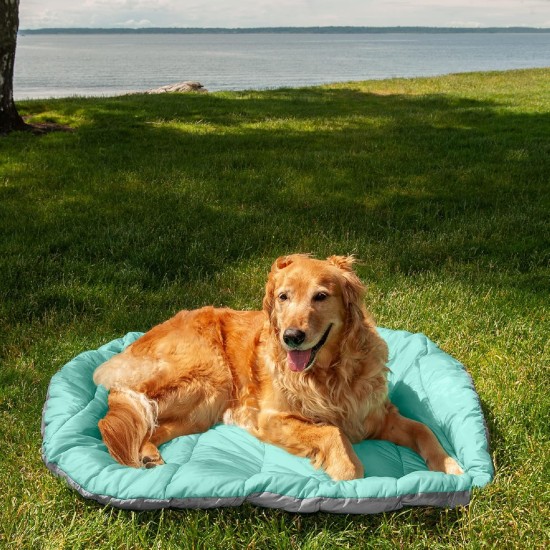 Furhaven Small Dog Bed Trail Pup Travel Pillow Mat w/Stuff Sack, Washable, Flame Red/True Blue, Small Furhaven Small Dog Bed Trail Pup Travel Pillow Mat w/Stuff Sack, Washable, Flame Red/True Blue, Small