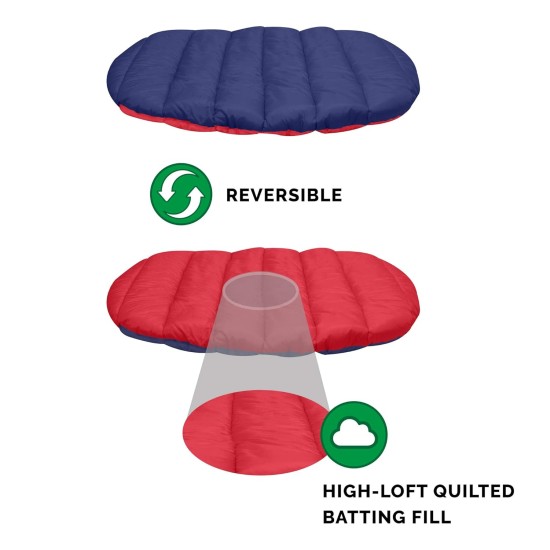 Furhaven Small Dog Bed Trail Pup Travel Pillow Mat w/Stuff Sack, Washable, Flame Red/True Blue, Small Furhaven Small Dog Bed Trail Pup Travel Pillow Mat w/Stuff Sack, Washable, Flame Red/True Blue, Small