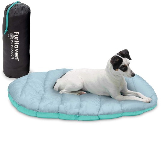 Furhaven Small Dog Bed Trail Pup Travel Pillow Mat w/Stuff Sack, Washable, Flame Red/True Blue, Small Furhaven Small Dog Bed Trail Pup Travel Pillow Mat w/Stuff Sack, Washable, Flame Red/True Blue, Small