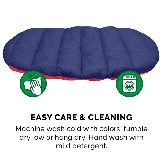 Furhaven Small Dog Bed Trail Pup Travel Pillow Mat w/Stuff Sack, Washable, Flame Red/True Blue, Small Furhaven Small Dog Bed Trail Pup Travel Pillow Mat w/Stuff Sack, Washable, Flame Red/True Blue, Small