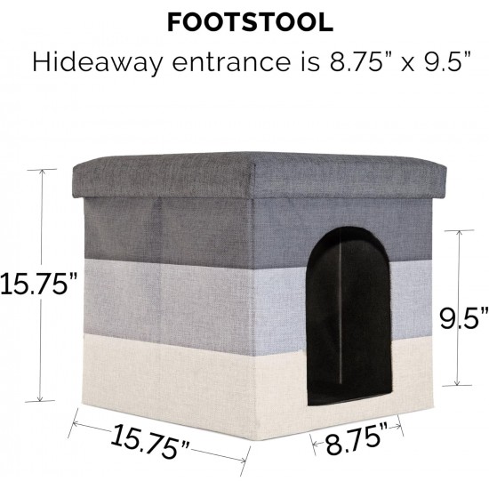 Furhaven Small Pet House Collapsible Ottoman Foot Tool Condo Pet Bed - Hygge Stripe (Grey/Cream), Small Furhaven Small Pet House Collapsible Ottoman Foot Tool Condo Pet Bed - Hygge Stripe (Grey/Cream), Small