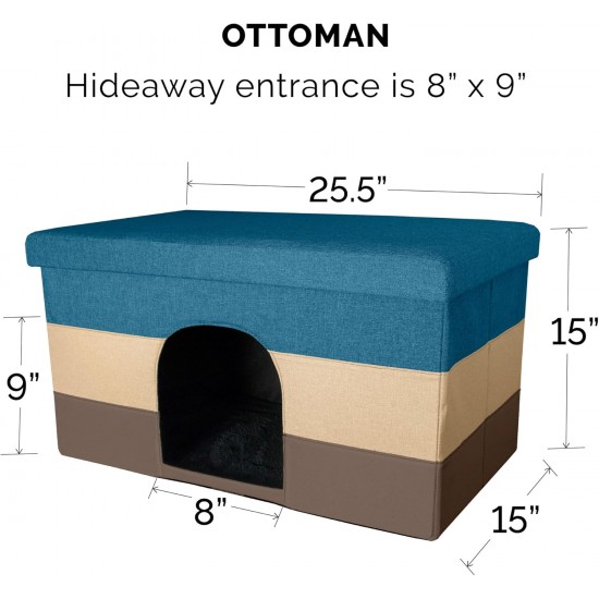 Furhaven Small Pet House Collapsible Ottoman Foot Tool Condo Pet Bed - Hygge Stripe (Grey/Cream), Small Furhaven Small Pet House Collapsible Ottoman Foot Tool Condo Pet Bed - Hygge Stripe (Grey/Cream), Small