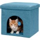 Furhaven Small Pet House Collapsible Ottoman Foot Tool Condo Pet Bed - Hygge Stripe (Grey/Cream), Small Furhaven Small Pet House Collapsible Ottoman Foot Tool Condo Pet Bed - Hygge Stripe (Grey/Cream), Small