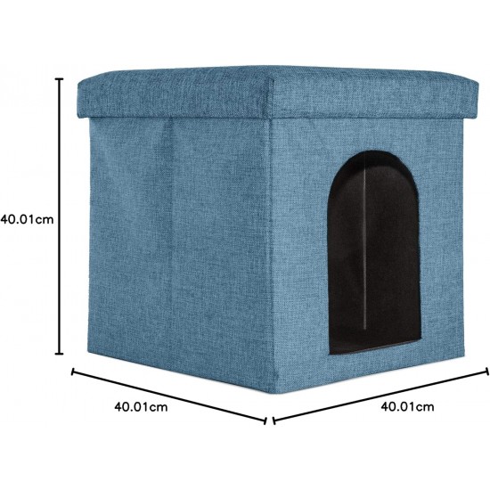 Furhaven Small Pet House Collapsible Ottoman Foot Tool Condo Pet Bed - Hygge Stripe (Grey/Cream), Small Furhaven Small Pet House Collapsible Ottoman Foot Tool Condo Pet Bed - Hygge Stripe (Grey/Cream), Small