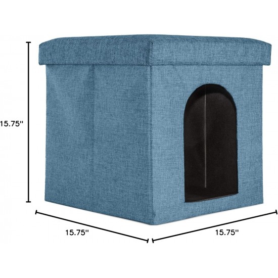 Furhaven Small Pet House Collapsible Ottoman Foot Tool Condo Pet Bed - Hygge Stripe (Grey/Cream), Small Furhaven Small Pet House Collapsible Ottoman Foot Tool Condo Pet Bed - Hygge Stripe (Grey/Cream), Small