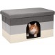 Furhaven Small Pet House Collapsible Ottoman Foot Tool Condo Pet Bed - Hygge Stripe (Grey/Cream), Small Furhaven Small Pet House Collapsible Ottoman Foot Tool Condo Pet Bed - Hygge Stripe (Grey/Cream), Small