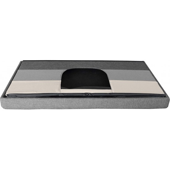 Furhaven Small Pet House Collapsible Ottoman Foot Tool Condo Pet Bed - Hygge Stripe (Grey/Cream), Small Furhaven Small Pet House Collapsible Ottoman Foot Tool Condo Pet Bed - Hygge Stripe (Grey/Cream), Small