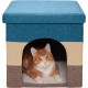 Furhaven Small Pet House Collapsible Ottoman Foot Tool Condo Pet Bed - Hygge Stripe (Grey/Cream), Small Furhaven Small Pet House Collapsible Ottoman Foot Tool Condo Pet Bed - Hygge Stripe (Grey/Cream), Small
