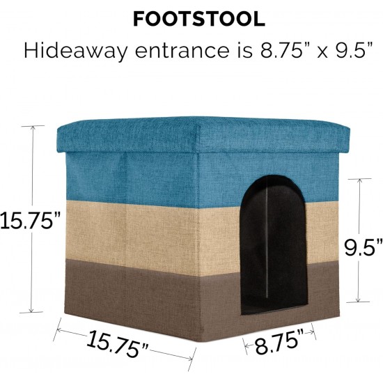 Furhaven Small Pet House Collapsible Ottoman Foot Tool Condo Pet Bed - Hygge Stripe (Grey/Cream), Small Furhaven Small Pet House Collapsible Ottoman Foot Tool Condo Pet Bed - Hygge Stripe (Grey/Cream), Small