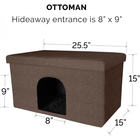 Furhaven Small Pet House Collapsible Ottoman Foot Tool Condo Pet Bed - Hygge Stripe (Grey/Cream), Small Furhaven Small Pet House Collapsible Ottoman Foot Tool Condo Pet Bed - Hygge Stripe (Grey/Cream), Small