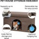Furhaven Small Pet House Collapsible Ottoman Foot Tool Condo Pet Bed - Hygge Stripe (Grey/Cream), Small Furhaven Small Pet House Collapsible Ottoman Foot Tool Condo Pet Bed - Hygge Stripe (Grey/Cream), Small