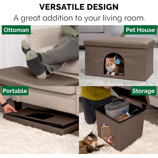 Furhaven Small Pet House Collapsible Ottoman Foot Tool Condo Pet Bed - Hygge Stripe (Grey/Cream), Small Furhaven Small Pet House Collapsible Ottoman Foot Tool Condo Pet Bed - Hygge Stripe (Grey/Cream), Small
