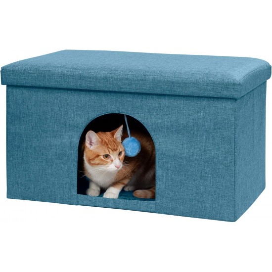 Furhaven Small Pet House Collapsible Ottoman Foot Tool Condo Pet Bed - Hygge Stripe (Grey/Cream), Small Furhaven Small Pet House Collapsible Ottoman Foot Tool Condo Pet Bed - Hygge Stripe (Grey/Cream), Small