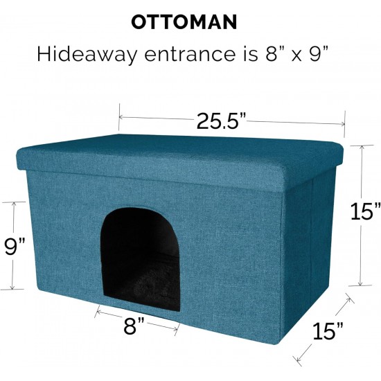 Furhaven Small Pet House Collapsible Ottoman Foot Tool Condo Pet Bed - Hygge Stripe (Grey/Cream), Small Furhaven Small Pet House Collapsible Ottoman Foot Tool Condo Pet Bed - Hygge Stripe (Grey/Cream), Small