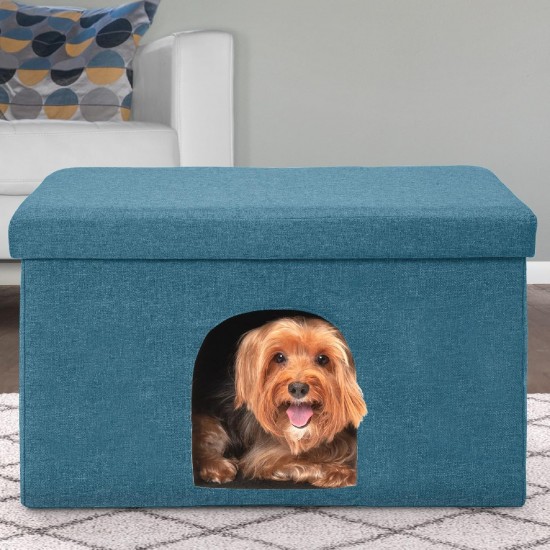 Furhaven Small Pet House Collapsible Ottoman Foot Tool Condo Pet Bed - Hygge Stripe (Grey/Cream), Small Furhaven Small Pet House Collapsible Ottoman Foot Tool Condo Pet Bed - Hygge Stripe (Grey/Cream), Small