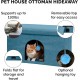 Furhaven Small Pet House Collapsible Ottoman Foot Tool Condo Pet Bed - Hygge Stripe (Grey/Cream), Small Furhaven Small Pet House Collapsible Ottoman Foot Tool Condo Pet Bed - Hygge Stripe (Grey/Cream), Small