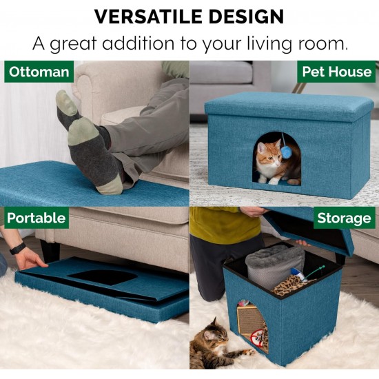 Furhaven Small Pet House Collapsible Ottoman Foot Tool Condo Pet Bed - Hygge Stripe (Grey/Cream), Small Furhaven Small Pet House Collapsible Ottoman Foot Tool Condo Pet Bed - Hygge Stripe (Grey/Cream), Small