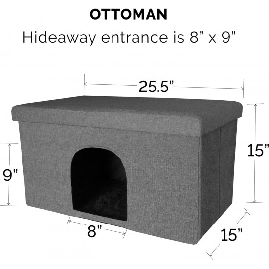 Furhaven Small Pet House Collapsible Ottoman Foot Tool Condo Pet Bed - Hygge Stripe (Grey/Cream), Small Furhaven Small Pet House Collapsible Ottoman Foot Tool Condo Pet Bed - Hygge Stripe (Grey/Cream), Small
