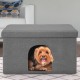 Furhaven Small Pet House Collapsible Ottoman Foot Tool Condo Pet Bed - Hygge Stripe (Grey/Cream), Small Furhaven Small Pet House Collapsible Ottoman Foot Tool Condo Pet Bed - Hygge Stripe (Grey/Cream), Small
