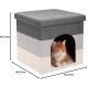 Furhaven Small Pet House Collapsible Ottoman Foot Tool Condo Pet Bed - Hygge Stripe (Grey/Cream), Small Furhaven Small Pet House Collapsible Ottoman Foot Tool Condo Pet Bed - Hygge Stripe (Grey/Cream), Small