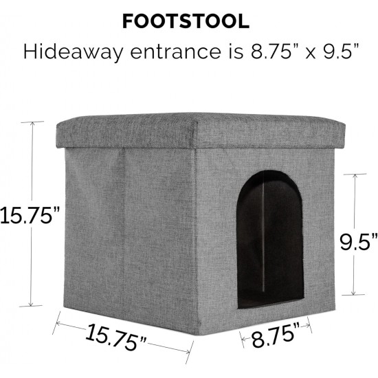 Furhaven Small Pet House Collapsible Ottoman Foot Tool Condo Pet Bed - Hygge Stripe (Grey/Cream), Small Furhaven Small Pet House Collapsible Ottoman Foot Tool Condo Pet Bed - Hygge Stripe (Grey/Cream), Small