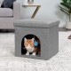Furhaven Small Pet House Collapsible Ottoman Foot Tool Condo Pet Bed - Hygge Stripe (Grey/Cream), Small Furhaven Small Pet House Collapsible Ottoman Foot Tool Condo Pet Bed - Hygge Stripe (Grey/Cream), Small