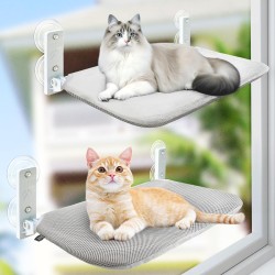 GUUSII HOME 2 x Cat Window Lounger, Hammock, Window Sill, Cat Lounger, Foldable Window Seats, Wireless Cat Hanging Bed with Strong Suction Cups, 52 x 30 cm, Holds 25 kg (Grey, M) GUUSII HOME 2 x Cat Window Lounger, Hammock, Window Sill, Cat Lounger, Foldable Window Seats, Wireless Cat Hanging Bed with Strong Suction Cups, 52 x 30 cm, Holds 25 kg (Grey, M)