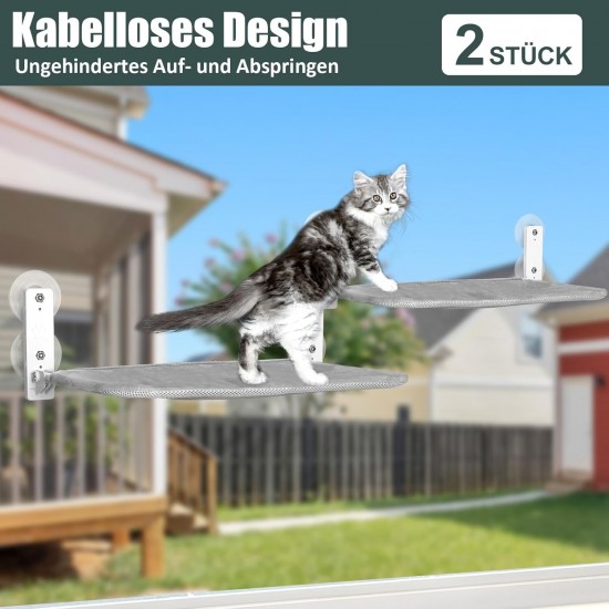 GUUSII HOME 2 x Cat Window Lounger, Hammock, Window Sill, Cat Lounger, Foldable Window Seats, Wireless Cat Hanging Bed with Strong Suction Cups, 52 x 30 cm, Holds 25 kg (Grey, M) GUUSII HOME 2 x Cat Window Lounger, Hammock, Window Sill, Cat Lounger, Foldable Window Seats, Wireless Cat Hanging Bed with Strong Suction Cups, 52 x 30 cm, Holds 25 kg (Grey, M)