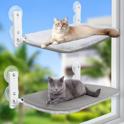 GUUSII HOME 2 x Cat Window Lounger, Hammock, Window Sill, Cat Lounger, Foldable Window Seats, Wireless Cat Hanging Bed with Strong Suction Cups, 52 x 30 cm, Holds 25 kg (Light Grey, M) GUUSII HOME 2 x Cat Window Lounger, Hammock, Window Sill, Cat Lounger, Foldable Window Seats, Wireless Cat Hanging Bed with Strong Suction Cups, 52 x 30 cm, Holds 25 kg (Light Grey, M)