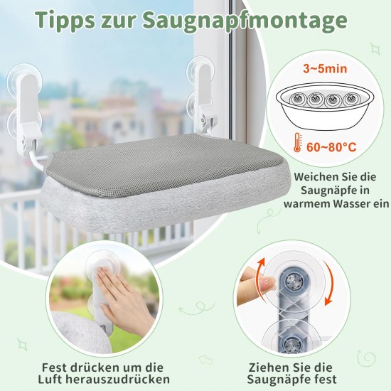 GUUSII HOME Cat Window Lounger, Foldable Cat Bed, Window Hammock, Window Sill, Window Seat, Cat Bed with 4 Suction Cups, Easy to Assemble (White) GUUSII HOME Cat Window Lounger, Foldable Cat Bed, Window Hammock, Window Sill, Window Seat, Cat Bed with 4 Suction Cups, Easy to Assemble (White)