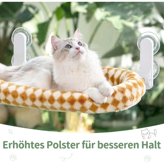 GUUSII HOME Cat Window Lounger, Foldable Cat Bed, Window Sill, Cat Hammock with Reversible Cover & Suction Cups, Window Sill Cushion, Window Lounger up to 18 kg, Window Pane (White, M) GUUSII HOME Cat Window Lounger, Foldable Cat Bed, Window Sill, Cat Hammock with Reversible Cover & Suction Cups, Window Sill Cushion, Window Lounger up to 18 kg, Window Pane (White, M)