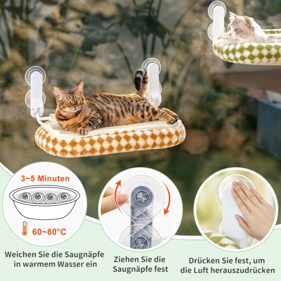 GUUSII HOME Cat Window Lounger, Foldable Cat Bed, Window Sill, Cat Hammock with Reversible Cover & Suction Cups, Window Sill Cushion, Window Lounger up to 18 kg, Window Pane (White, M) GUUSII HOME Cat Window Lounger, Foldable Cat Bed, Window Sill, Cat Hammock with Reversible Cover & Suction Cups, Window Sill Cushion, Window Lounger up to 18 kg, Window Pane (White, M)