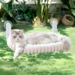 GUUSII HOME Cat Window Lounger, Foldable Cat Bed, Window Sill, Cat Hammock with Reversible Cover & Suction Cups, Window Sill Cushion, Window Lounger up to 18 kg, Window Pane (White, M) GUUSII HOME Cat Window Lounger, Foldable Cat Bed, Window Sill, Cat Hammock with Reversible Cover & Suction Cups, Window Sill Cushion, Window Lounger up to 18 kg, Window Pane (White, M)