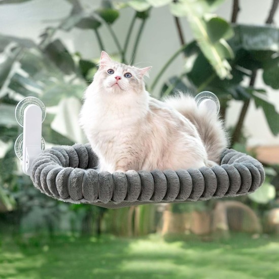 GUUSII HOME Cat Window Lounger, Foldable Cat Bed, Window Sill, Cat Hammock with Reversible Cover & Suction Cups, Window Sill Cushion, Window Lounger up to 18 kg, Window Pane (White, M) GUUSII HOME Cat Window Lounger, Foldable Cat Bed, Window Sill, Cat Hammock with Reversible Cover & Suction Cups, Window Sill Cushion, Window Lounger up to 18 kg, Window Pane (White, M)