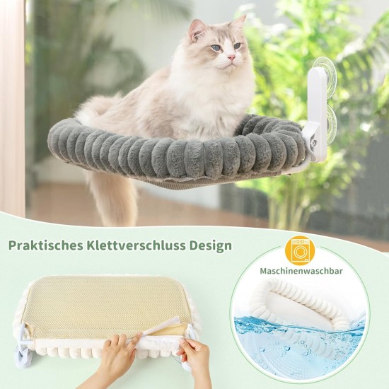 GUUSII HOME Cat Window Lounger, Foldable Cat Bed, Window Sill, Cat Hammock with Reversible Cover & Suction Cups, Window Sill Cushion, Window Lounger up to 18 kg, Window Pane (White, M) GUUSII HOME Cat Window Lounger, Foldable Cat Bed, Window Sill, Cat Hammock with Reversible Cover & Suction Cups, Window Sill Cushion, Window Lounger up to 18 kg, Window Pane (White, M)