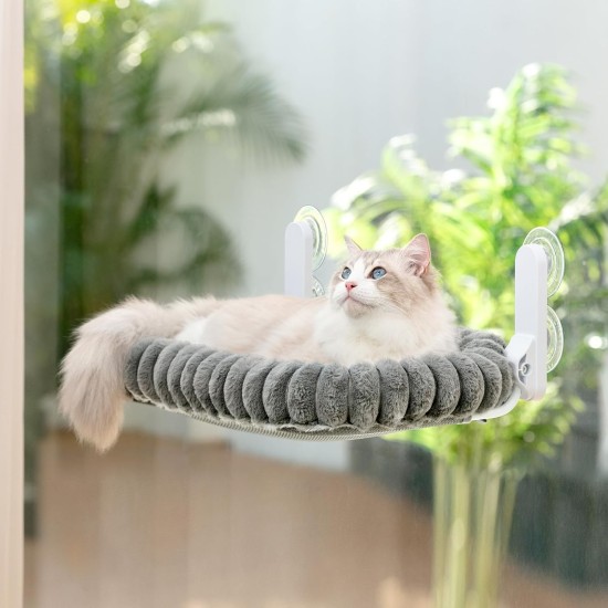 GUUSII HOME Cat Window Lounger, Foldable Cat Bed, Window Sill, Cat Hammock with Reversible Cover & Suction Cups, Window Sill Cushion, Window Lounger up to 18 kg, Window Pane (White, M) GUUSII HOME Cat Window Lounger, Foldable Cat Bed, Window Sill, Cat Hammock with Reversible Cover & Suction Cups, Window Sill Cushion, Window Lounger up to 18 kg, Window Pane (White, M)