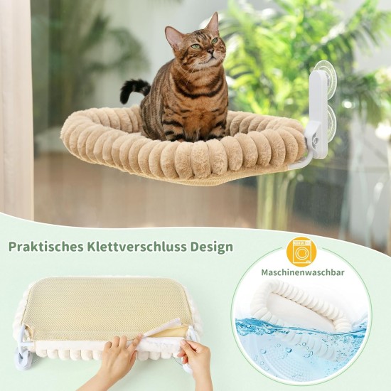 GUUSII HOME Cat Window Lounger, Foldable Cat Bed, Window Sill, Cat Hammock with Reversible Cover & Suction Cups, Window Sill Cushion, Window Lounger up to 18 kg, Window Pane (White, M) GUUSII HOME Cat Window Lounger, Foldable Cat Bed, Window Sill, Cat Hammock with Reversible Cover & Suction Cups, Window Sill Cushion, Window Lounger up to 18 kg, Window Pane (White, M)