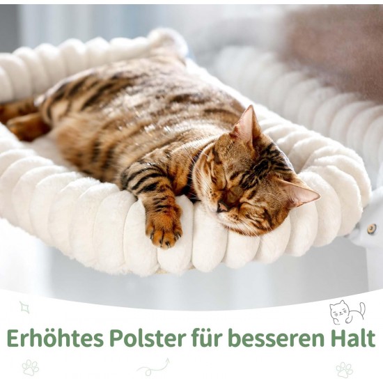 GUUSII HOME Cat Window Lounger, Foldable Cat Bed, Window Sill, Hammock, 4 Suction Cups, Window Sill Cushion, Machine Washable, Soft Plush, 54 x 30 cm (White, M) GUUSII HOME Cat Window Lounger, Foldable Cat Bed, Window Sill, Hammock, 4 Suction Cups, Window Sill Cushion, Machine Washable, Soft Plush, 54 x 30 cm (White, M)