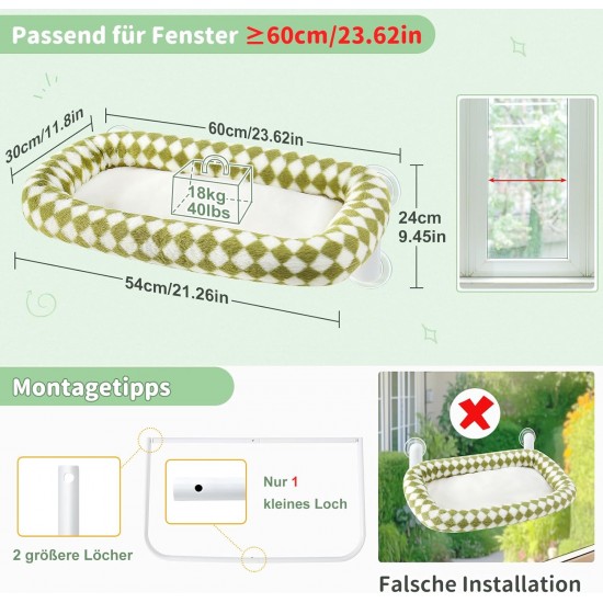 GUUSII HOME Cat Window Lounger, Foldable Cat Bed, Window Sill, Hammock, 4 Suction Cups, Window Sill Cushion, Machine Washable, Soft Plush, 54 x 30 cm (White, M) GUUSII HOME Cat Window Lounger, Foldable Cat Bed, Window Sill, Hammock, 4 Suction Cups, Window Sill Cushion, Machine Washable, Soft Plush, 54 x 30 cm (White, M)