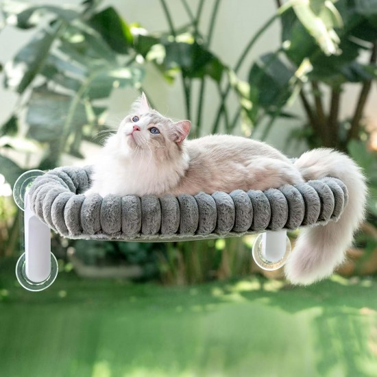 GUUSII HOME Cat Window Lounger, Foldable Cat Bed, Window Sill, Hammock, 4 Suction Cups, Window Sill Cushion, Machine Washable, Soft Plush, 54 x 30 cm (White, M) GUUSII HOME Cat Window Lounger, Foldable Cat Bed, Window Sill, Hammock, 4 Suction Cups, Window Sill Cushion, Machine Washable, Soft Plush, 54 x 30 cm (White, M)