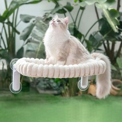 GUUSII HOME Cat Window Lounger, Foldable Cat Bed, Window Sill, Hammock, 4 Suction Cups, Window Sill Cushion, Machine Washable, Soft Plush, 54 x 30 cm (White, M) GUUSII HOME Cat Window Lounger, Foldable Cat Bed, Window Sill, Hammock, 4 Suction Cups, Window Sill Cushion, Machine Washable, Soft Plush, 54 x 30 cm (White, M)