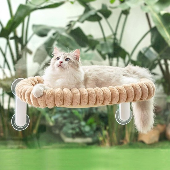 GUUSII HOME Cat Window Lounger, Foldable Cat Bed, Window Sill, Hammock, 4 Suction Cups, Window Sill Cushion, Machine Washable, Soft Plush, 54 x 30 cm (White, M) GUUSII HOME Cat Window Lounger, Foldable Cat Bed, Window Sill, Hammock, 4 Suction Cups, Window Sill Cushion, Machine Washable, Soft Plush, 54 x 30 cm (White, M)