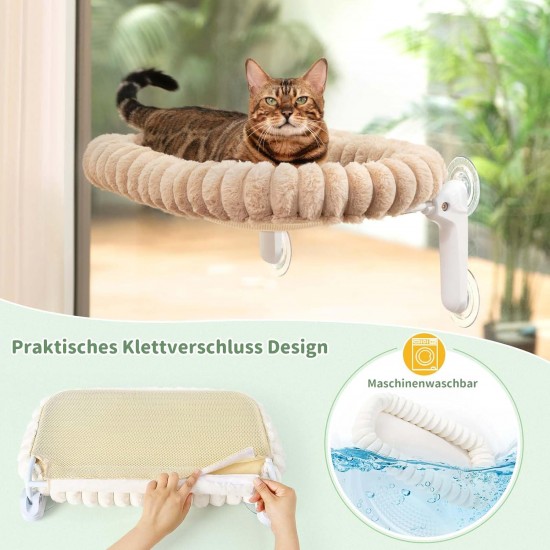 GUUSII HOME Cat Window Lounger, Foldable Cat Bed, Window Sill, Hammock, 4 Suction Cups, Window Sill Cushion, Machine Washable, Soft Plush, 54 x 30 cm (White, M) GUUSII HOME Cat Window Lounger, Foldable Cat Bed, Window Sill, Hammock, 4 Suction Cups, Window Sill Cushion, Machine Washable, Soft Plush, 54 x 30 cm (White, M)