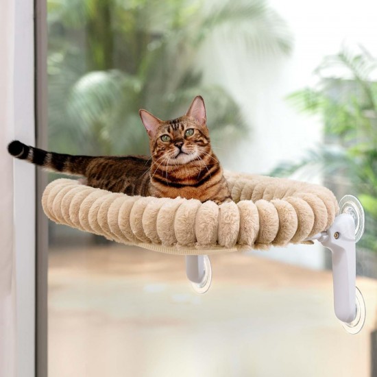 GUUSII HOME Cat Window Lounger, Foldable Cat Bed, Window Sill, Hammock, 4 Suction Cups, Window Sill Cushion, Machine Washable, Soft Plush, 54 x 30 cm (White, M) GUUSII HOME Cat Window Lounger, Foldable Cat Bed, Window Sill, Hammock, 4 Suction Cups, Window Sill Cushion, Machine Washable, Soft Plush, 54 x 30 cm (White, M)