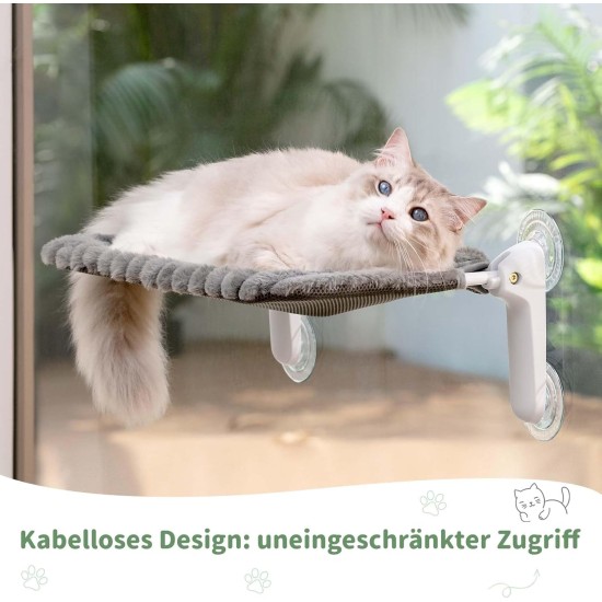 GUUSII HOME Cat Window Lounger, Foldable Cat Bed, Window Suction Cups, Window Sill Cushion for 2 Cats, Hammock, Window Pane, Easy to Assemble, Machine Washable, 54 x 30 cm (Grey, M) GUUSII HOME Cat Window Lounger, Foldable Cat Bed, Window Suction Cups, Window Sill Cushion for 2 Cats, Hammock, Window Pane, Easy to Assemble, Machine Washable, 54 x 30 cm (Grey, M)
